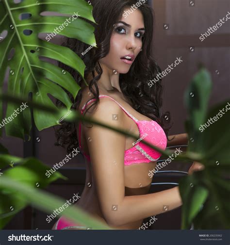 Fashionable Sexy Brunette Red Lingerie Interior Stock Photo 200235902 Shutterstock