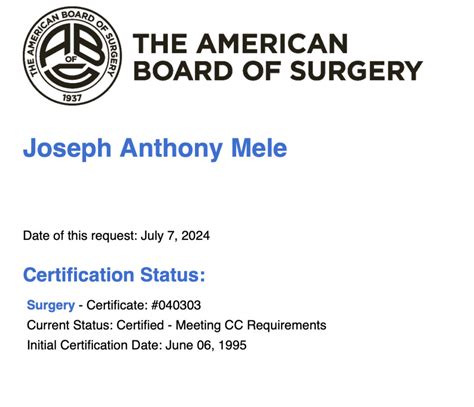 Abps Certification Dr Mele