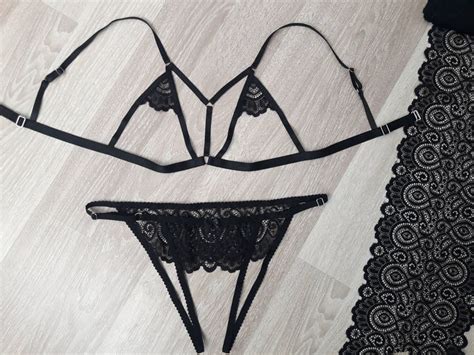 Crotchless Lingerie Harness Set Bdsm Erotic Ouvert Panties Etsy