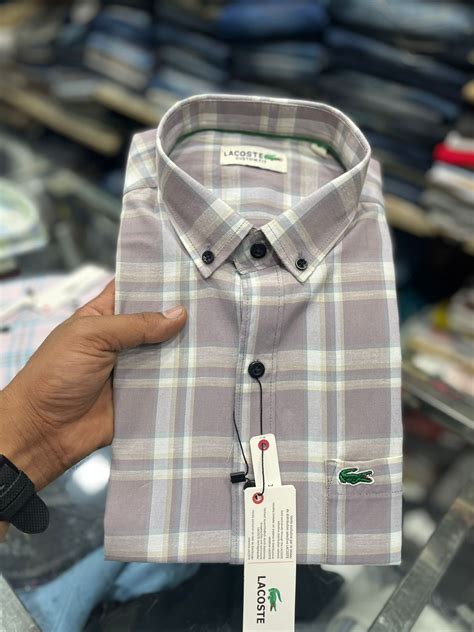 Lacoste 🐊 • Premium Oxford Cotton Checks Shirts • Collar And Cuffs