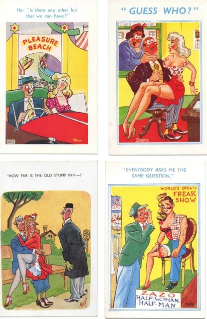COMIC 4 POSTCARDS Seaside Saucy Bamforth Topless Nude 141 2 99 PicClick UK