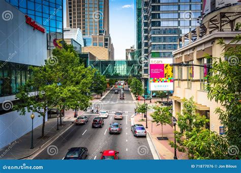 View Of College Street In Downtown Charlotte North Carolina