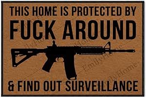 Amazon Zuyoenco Front Door Mat Funny Door Mats Outdoor This Home Is Protected By Fuck
