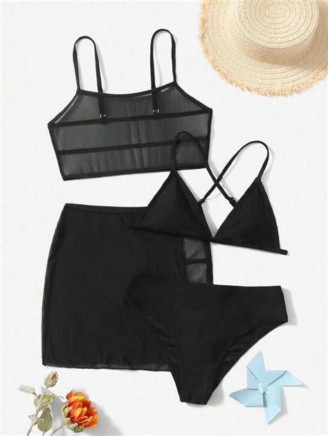 Packs Ensemble De Bikini Avec Graphique De Dragon Chinois Cache Maillot Et Jupe De Plage Pour