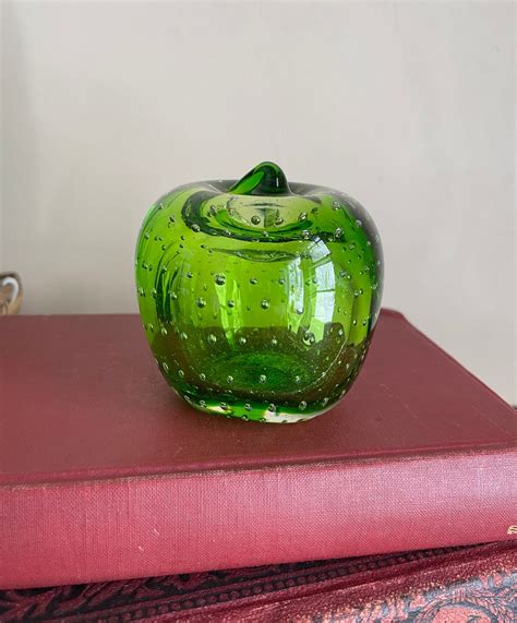 Vintage Lefton Green Apple Blown Glass Controlled Bubble Paper Etsy