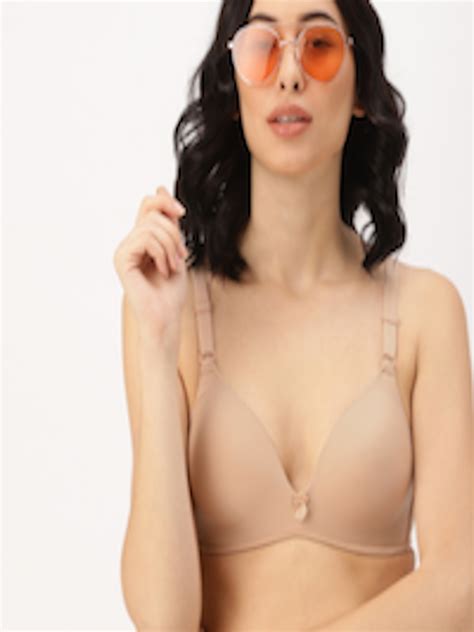 Buy DressBerry Nude Coloured Solid Non Wired Lightly Padded Push Up Bra Bra For Women