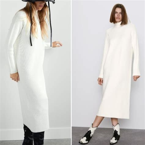 Zara Dresses Zara Heavy Nude Knit Mock Neck Sweater Dress Poshmark