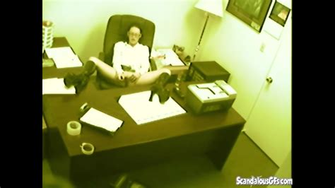 Secretary Fingering And Masturbating Pussy At Office