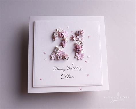 Pastel Pink Nude 21st Birthday Card ANY NUMBER Personalized Handmade Card 20th 30th 40th 50th