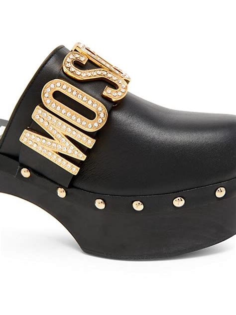 Shop Moschino Logo Studded Leather Clogs Saks Fifth Avenue