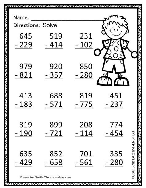 Math Worksheet For 3rd Grade Addition And Subtraction