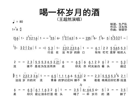 王超然《喝一杯岁月的酒简谱》降a调独奏（经典编配好听）