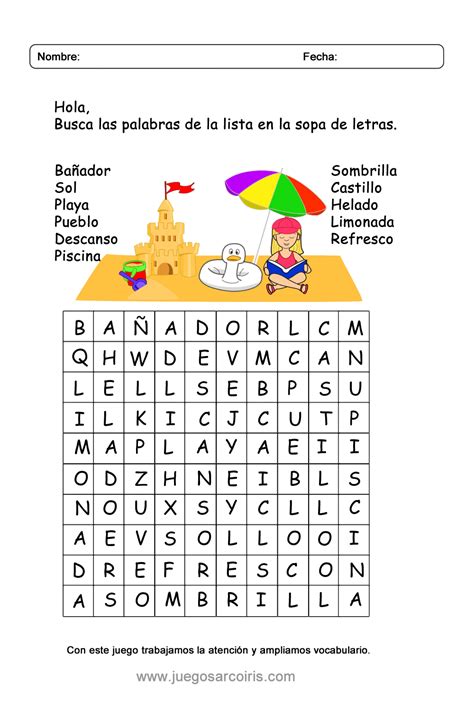 Juegos Arcoiris Actividades Sopa De Letras De Verano Juegos