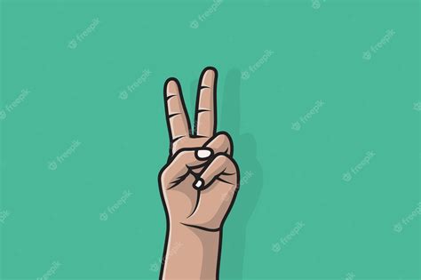 Signo De Mano Masculina Victoria O Paz Ilustración Vectorial Signo De