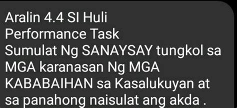 Aralin Si Huli Performance Task Sumulat Ng Studyx