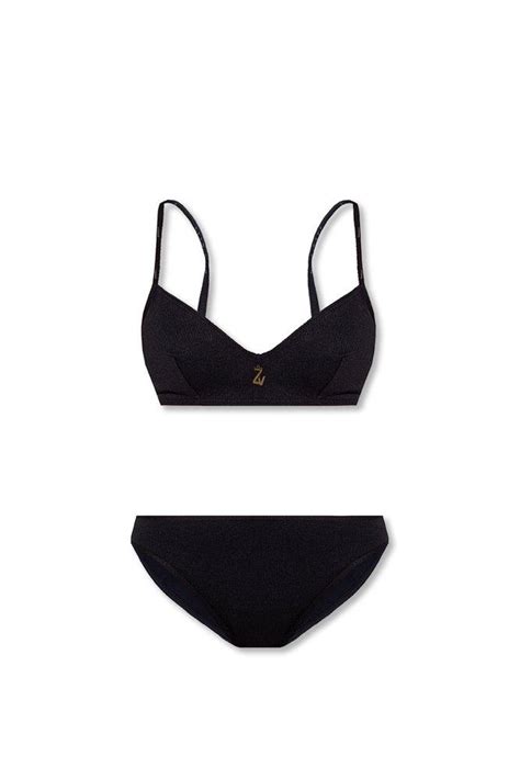 Zadig Voltaire Logo Plaque Two Piece Bikini In Black Lyst