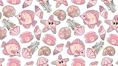 Premium Vector Seamless Pattern With Sea Creatures In Sparklesvector