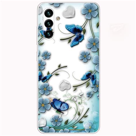 Coque Samsung Galaxy A13 5G 04s Papillons Et Fleurs Bleus