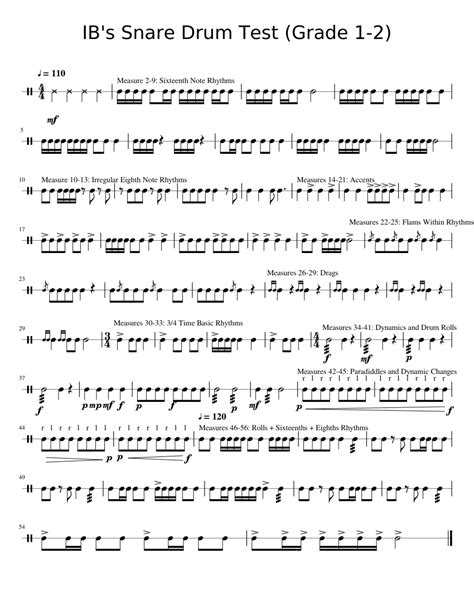 Snare Drum Test Grade 1 2 Sheet Music For Percussion Download Free In