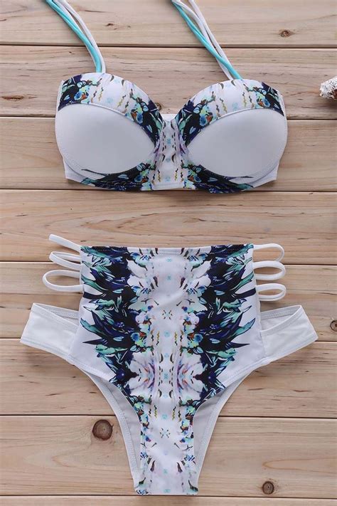 Printed Halter High Waisted Bikini Set Bikinis Cute Bathing Suits