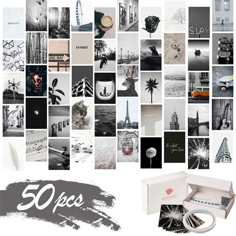 Buy Koskimer Black White Aesthetic Photo Collage Kit 50 Set 4x6 Inch