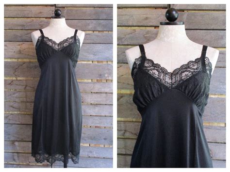 Philmaid Black Pin Up Lace Trim Nylon Full Slip Vintage Lingerie Size