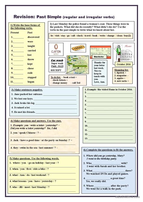 Grammar Revision Past Simple Regu… English Esl Worksheets Pdf And Doc