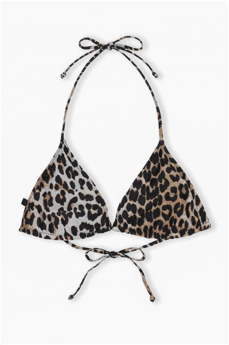 Ganni Triangel Bikini TOP Mit Leo Print GRUENER AT