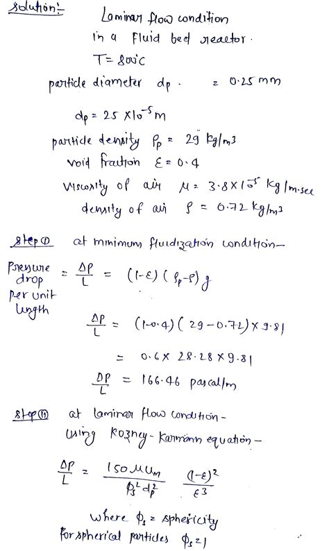 Solved Calculate The Minimum Fluidization Velocity Which Corresponds