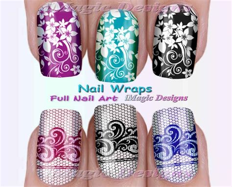 Nail Wraps Waterslide Full Nail Decals Stickers Lace Or Etsy