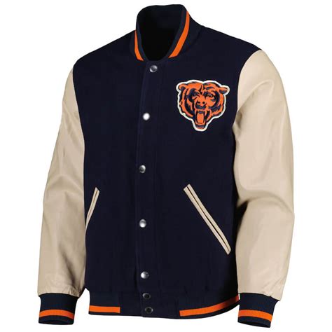 Chicago Bears Navy Blue And Cream Varsity Jacket Maker Of Jacket
