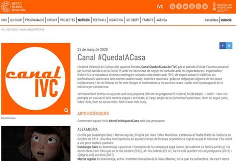 El Institut Valencià de Cultura abre el canal Queda t a casa El Sis