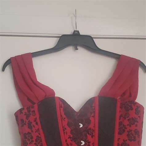 Hot Topic Tops Nwt Hot Topic Corset Red Wflocked Roses Poshmark