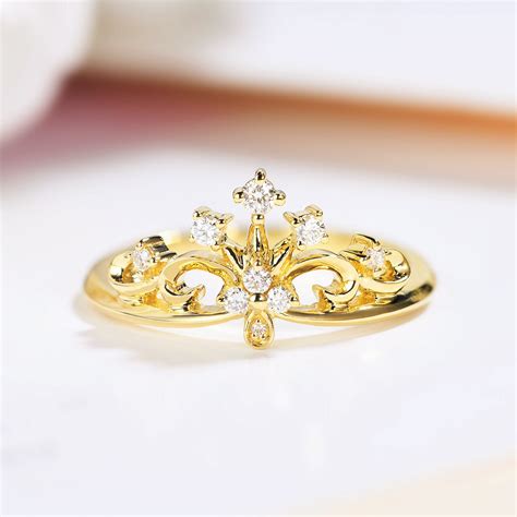 Simple Diamond Tiara Shape Ring | HX Jewelry