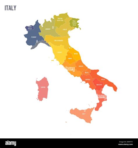 Italy Political Map Of Administrative Divisions Regions Colorful