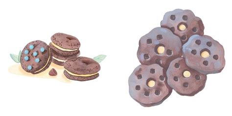 Las Galletas De Chocolate Acuarela Ilustraci N Vectorial Vector Premium