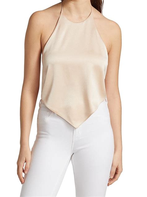 Buy Alice Olivia Women S Frenchie Handkerchief Satin Halter Top Nude At 70 Off Editorialist