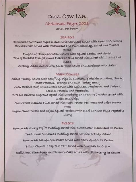 Menu At Dun Cow Inn Pub And Bar Stockton On Tees 43 Front St