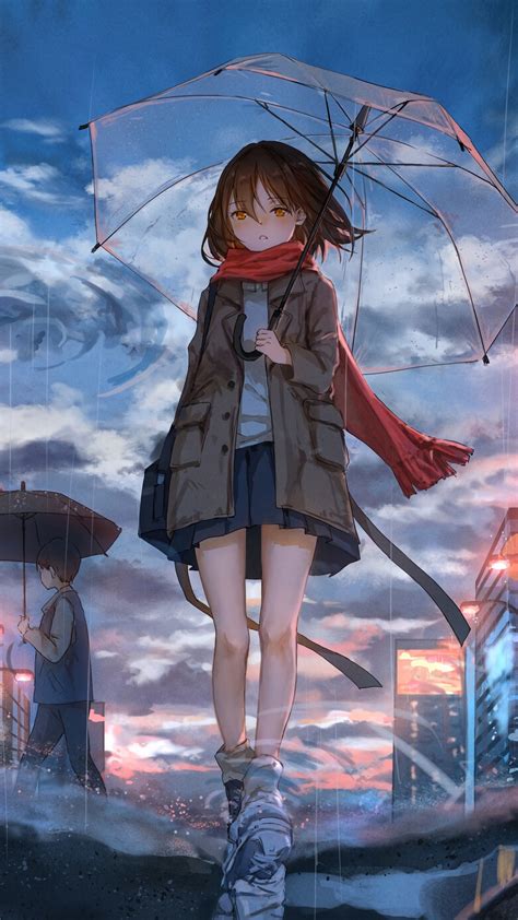 Wallpaper Girl, Umbrella, Anime, Rain, Sadness - Anime Girl In Rain - 938x1668 Wallpaper - teahub.io