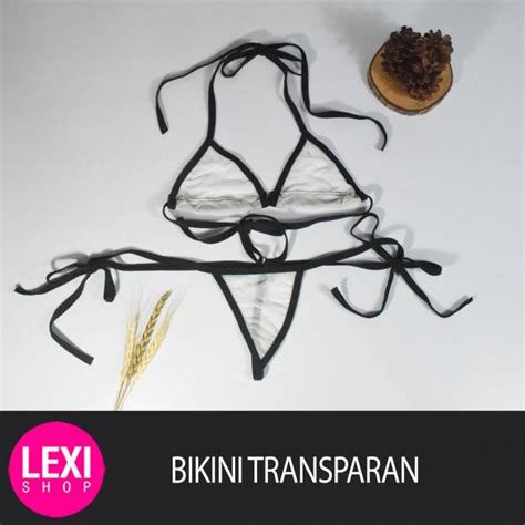 Jual Terkini Bikini Transparan Lingerie Transparan Micro Bikini Thong Bra Set Harga Miring