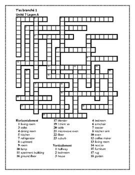 T es branché 1 Unité 7 Leçon A Crossword by jer520 LLC TPT