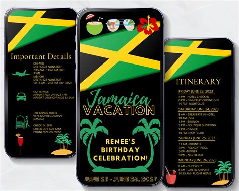 Jamaica| Travel Itinerary Template Mobile| Digital Itinerary| Mobile