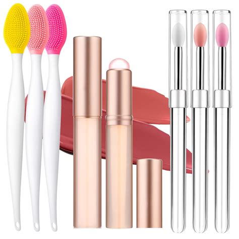 Amazon.com: Singhoow 8 Pcs Silicone Lip Brush with Covers Include 3
