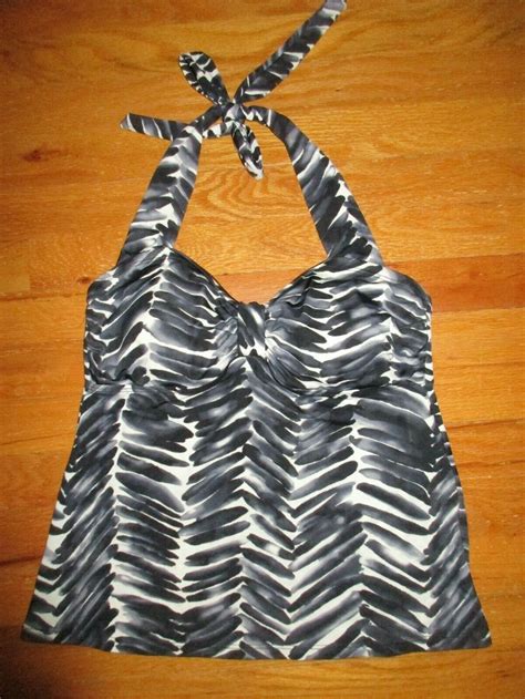 Magicsuit Tankini Halter Swim Top Zebra Black And White Padded Cups