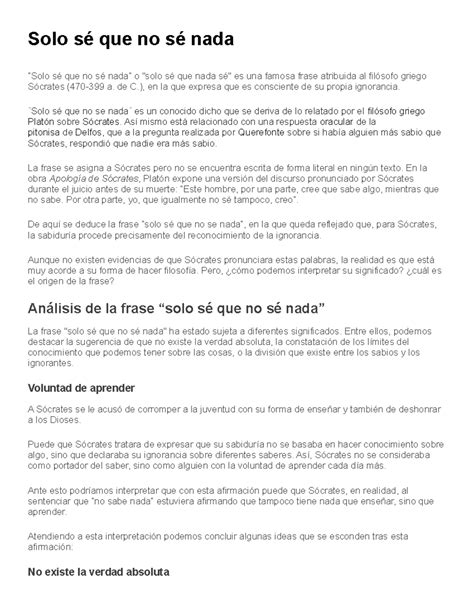 Solo sé que no sé nada - en este documento, hay una explicación de la