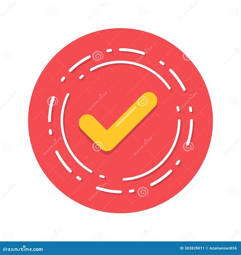 Check Mark Inside Circle Depicting Concept Flat Icon of Verified Stock