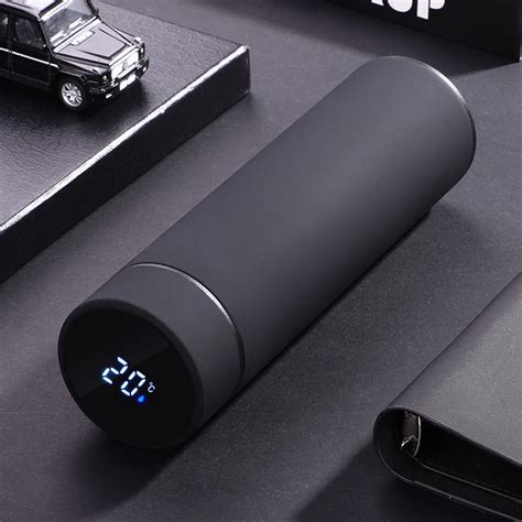 Rubber Paint Thermos Led Temperature Display Business Gift Bpa Free