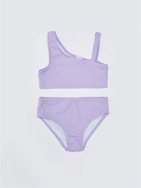LİLA Kendinden Desenli Kız Çocuk Bikini S DQ Z FKW LCW