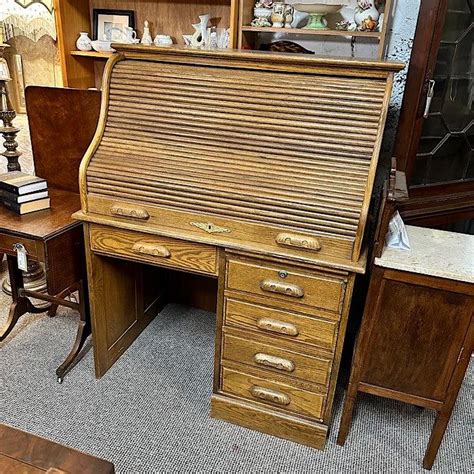 Victorian Style Oak Tambour Roll Top Desk Treasure Trove Antiques
