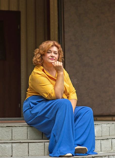 Plump Lady In Fashionable Clothes Woman Of 50 55 Years Old Stock Photo Image Of Mature